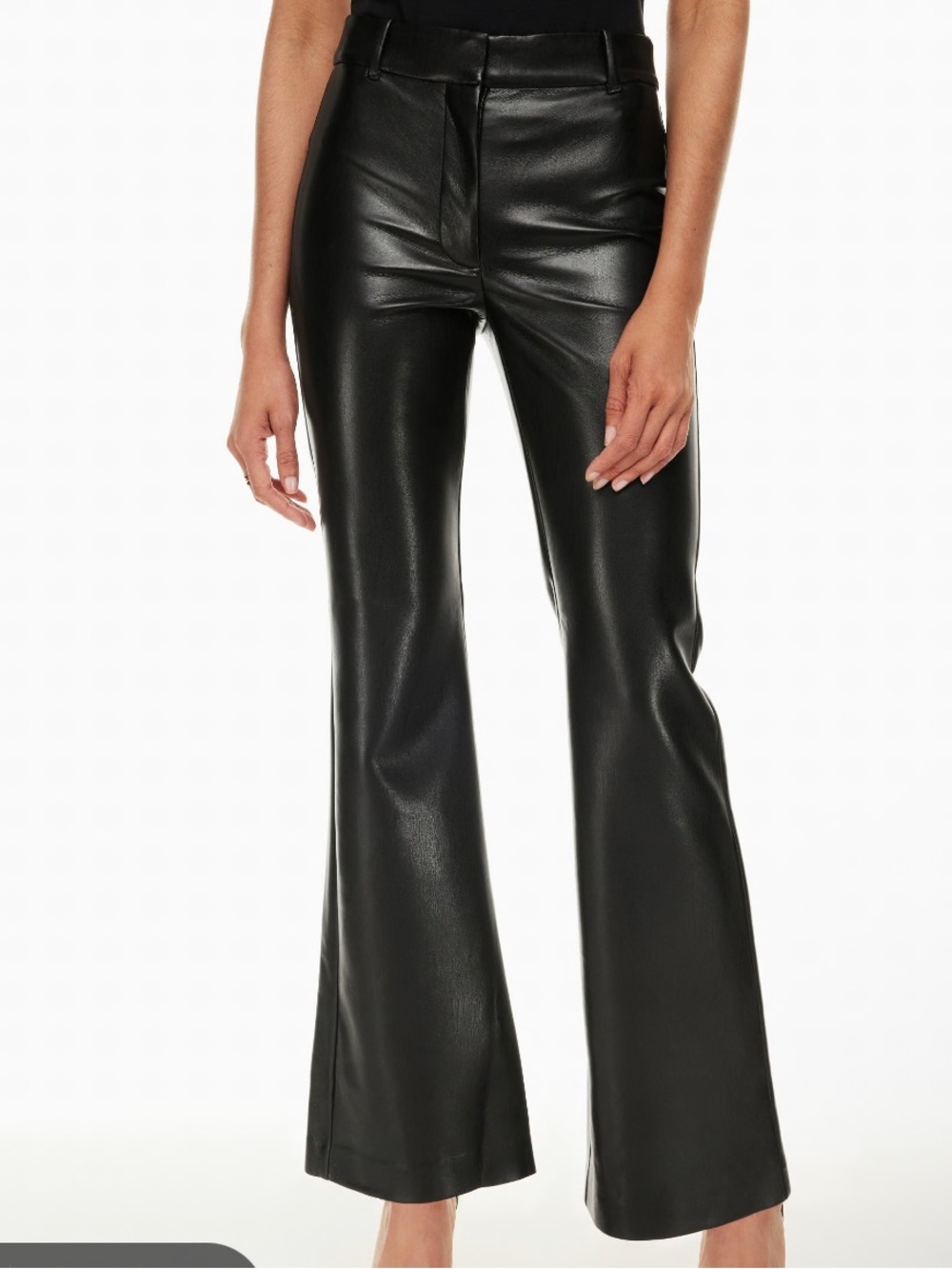 Aritzia Wilfred black faux leather flattering flare pants size 0